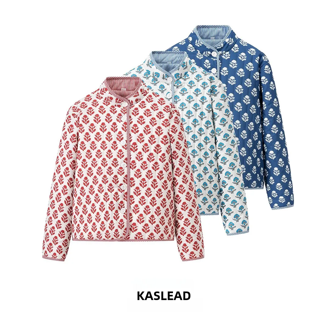 

KASLEAD новая женская модная простая двусторонняя одежда из хлопка с воротником-джатом и принтом Street Sle ort верхняя одежда для женщин