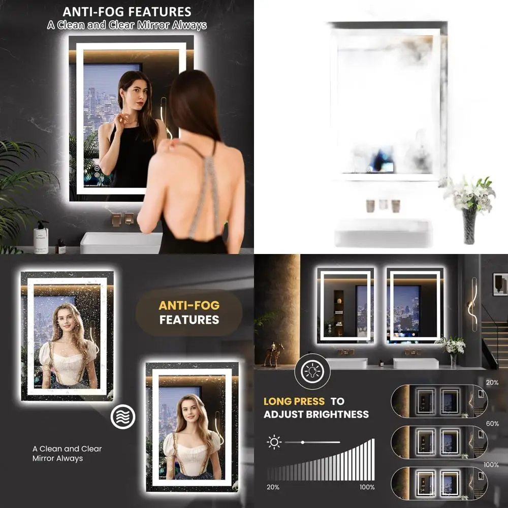 

Зеркало с LED-подсветкой и регулировкой яркости, с функцией антизапотевания, памятью настроек, простой установкой, четким отражением для ванной комнаты