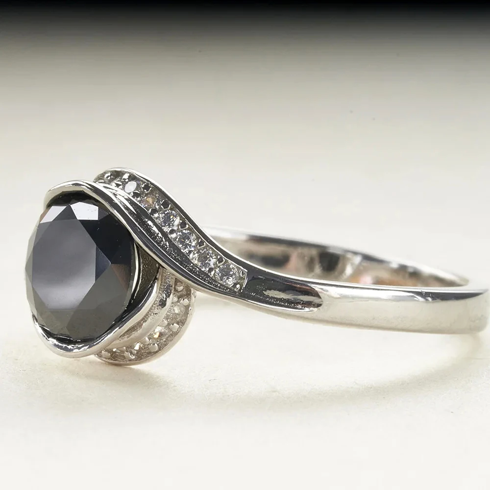 JoyceJelly 1CT Moissanit-Ring, 925er-Sterlingsilber-Schmuck für Damen, D-Farbe, VVS1, runder, im Labor hergestellter, glänzender Diamant-Ehering. – Detail 19