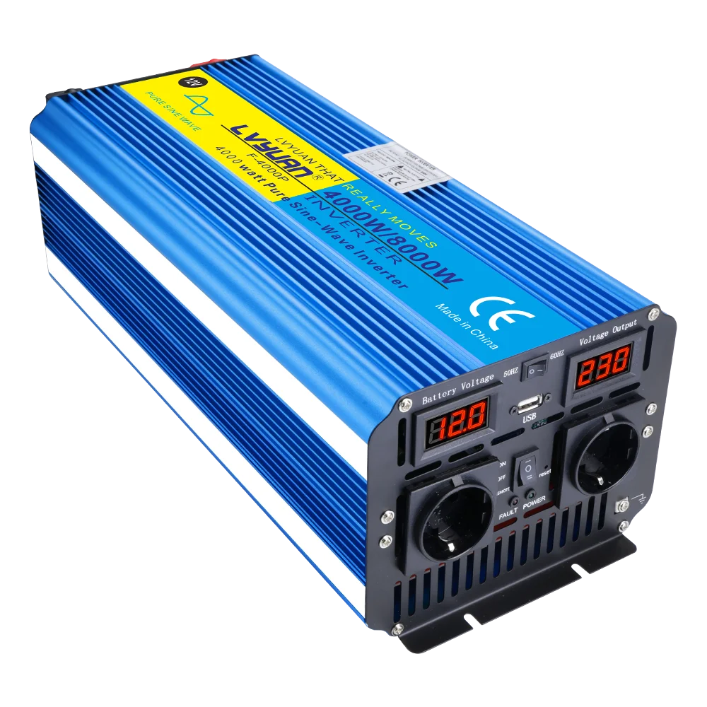 LVYUAN Omvormer Zuivere Sinus 5kW/6kW/7kW/8kW Piekvermogen DC12V DC24V naar AC220V voor Koelkast/Ketel/Magnetron - afbeelding 2