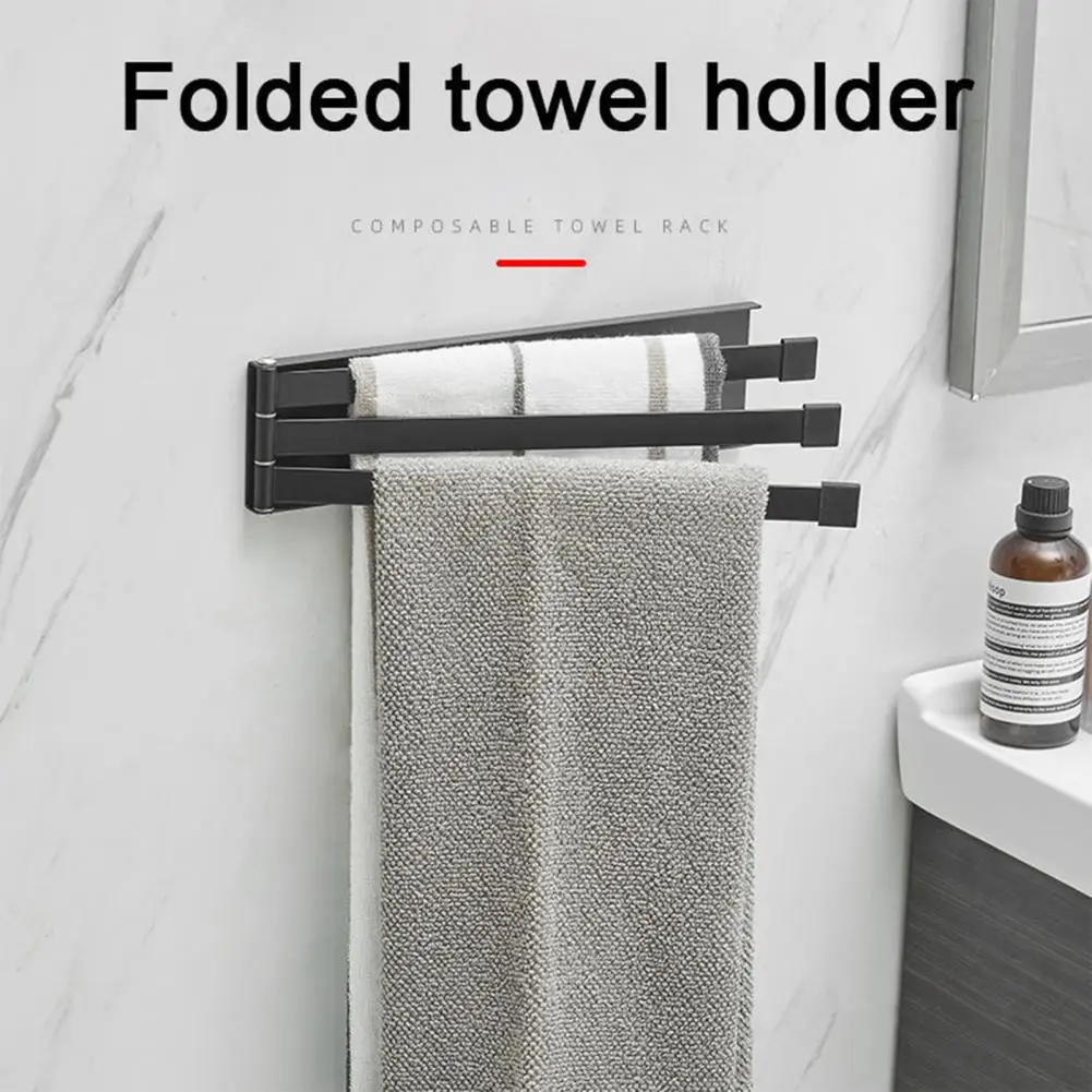 Magnetic Towel Rail Rack Wall Mounted Bathroom Folding Towel Drying Rack Kitchen Rag Hand Towel Storage Shelf Household Supplies