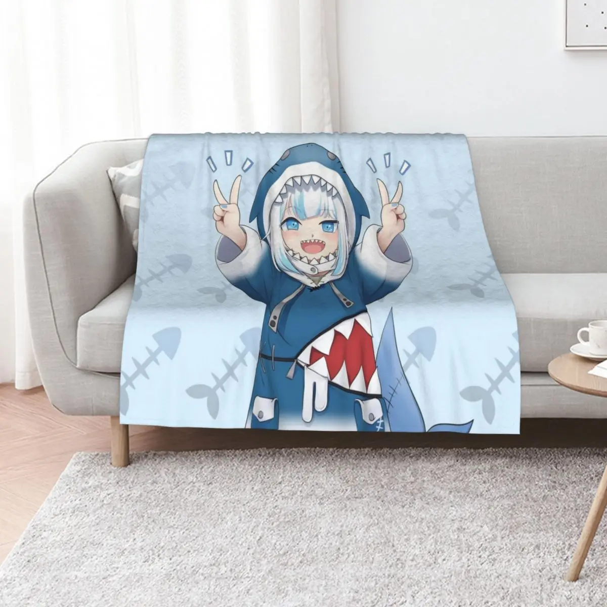 

Gawr Gura pisss Throw Blanket Picnic Sofa Cute Bed Blankets