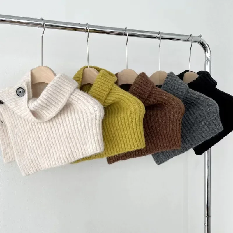 صوف جديد 2025 يحتوي على ياقة عالية من الأكريليك النسخة الكورية الجنوبية، ياقة كاذبة متعددة الاستخدامات للرقبة الدافئة