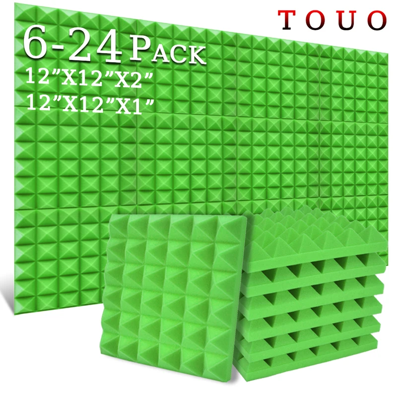 

TOUO Pyramid Acoustic Foam 6/12/24 Pcs Home Studio Sound Absorbing Treatment Soundproof Sounds Foams Offices Acoustic Treatment