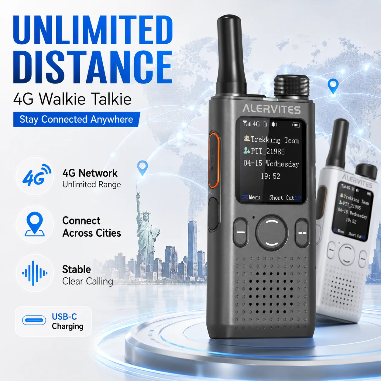 POC-AT1 Global PoC Radio Nationwide Unlimited Range 4G 3G LTE Walkie Talkie Phone APP Control Cross Platform Handheld 2way Radio