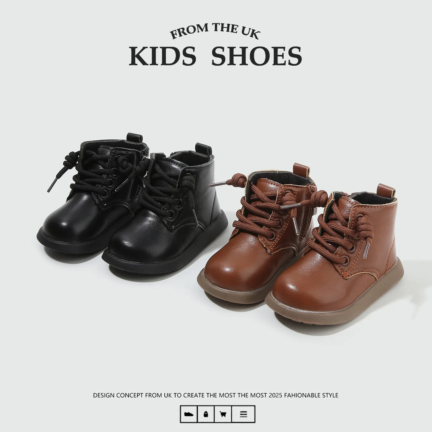 

New Girls Boots Autumn Winter Plush Children Boots Boys Girls Shoes Fashion Brand Soft Leather Warm Kids Boots