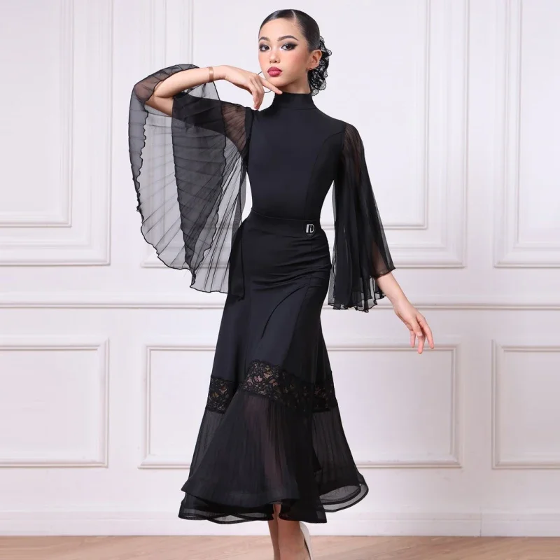 Waltz Ballroom Dance Competition Dresses Girls Flying Sleeves Latin Dance Dress Children'S Performance Modern Dancing Wear 11384