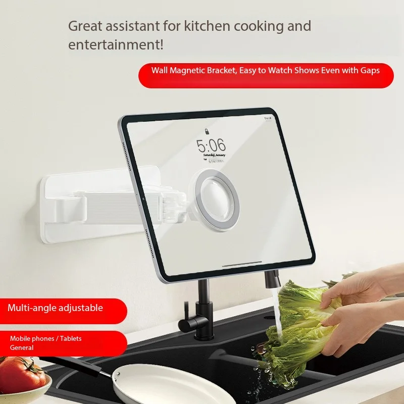 Magnetic Holder Folding Wall Mounted Flexible Arm Cell Phone Holder Support For Tablet Stand For iPhone Samsung Galaxy Tab Cradl