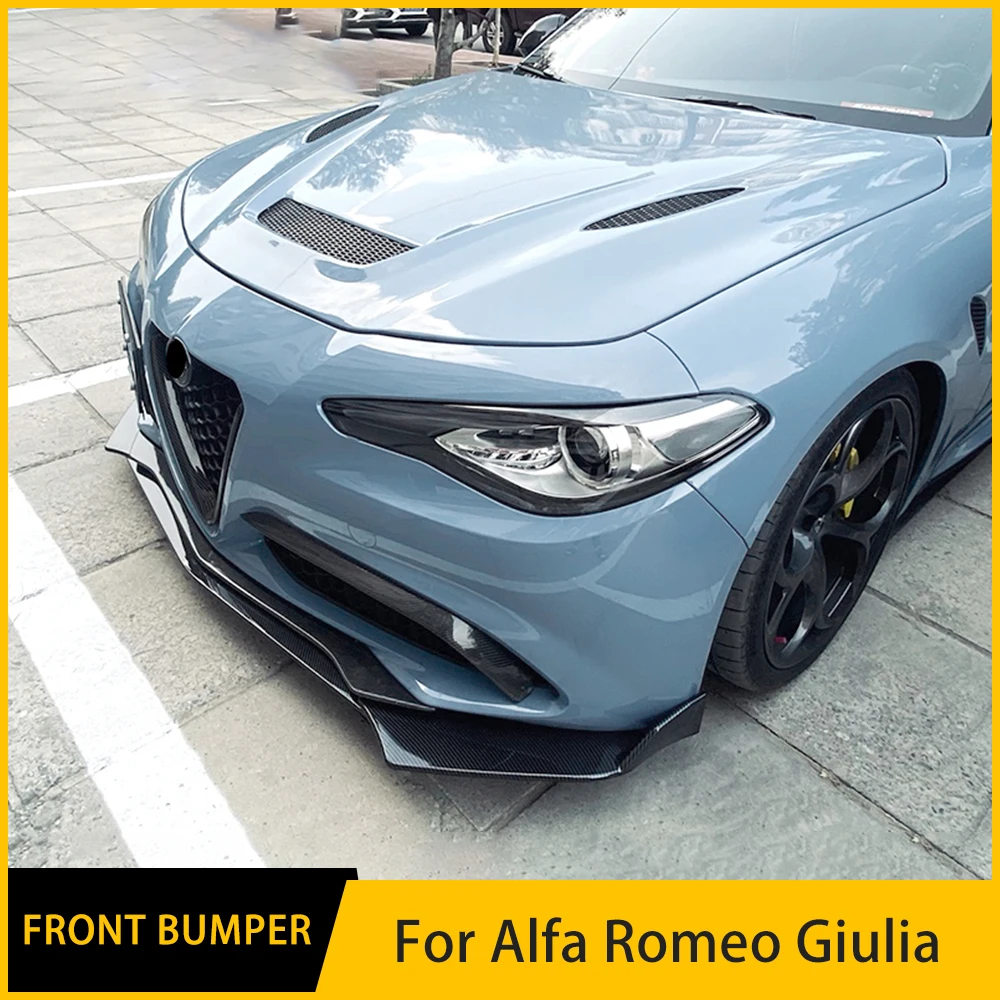 

Front Bumper Spoiler Protector Plate Lip Body Kit Carbon Surface Car Chin Shovel For Alfa Romeo Giulia Sylphy 2017 - 2021