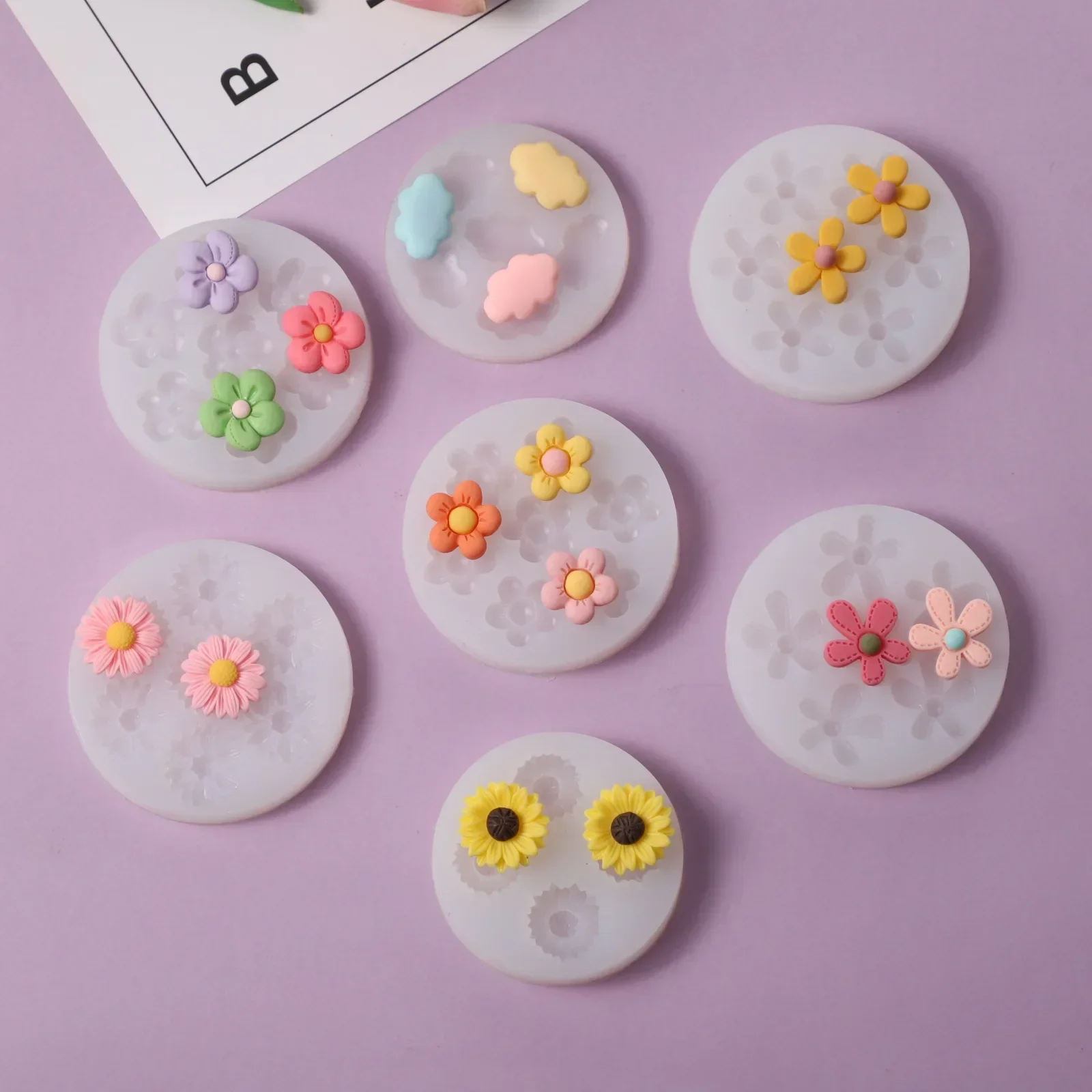 DIY  Fondant Craft Chocolate Sugar Baking Cake Decorating Tool  Multi Styles Mini Flower Silicone Mold Polymer Clay Candle Decor