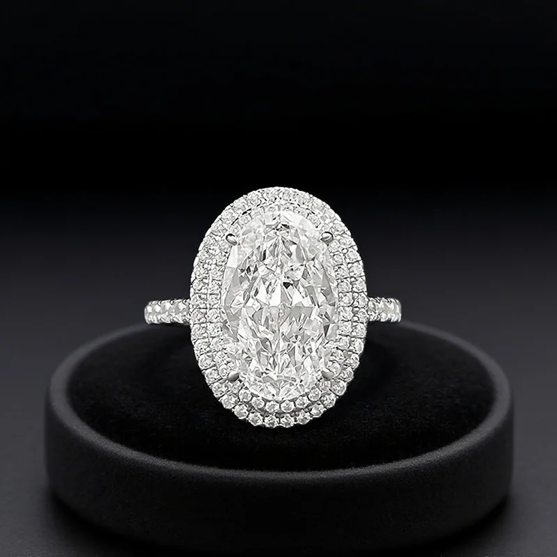 

Романтические обручальные кольца из стерлингового серебра 925 пробы для женщин, овальные 4 карата, лабораторное кольцо с бриллиантом из муассанита, вечерние, обручальные украшения