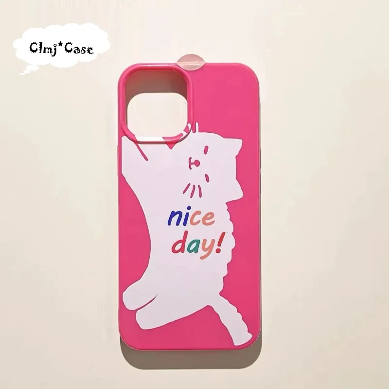 

Clmj INS Cute Cartoon Cat Phone Case For iPhone 13 Mini 11 Pro 12 14 Plus XR X XS Max 7 8 Se 2020 Soft Silicone Protective Cover