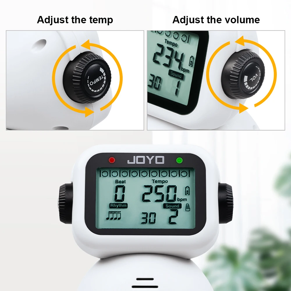 JOYO JM-93 Digital Vocal Metronome Robot Style with Vocal Counting Alarm Timer for Kids Beginners Music Instrument Practice