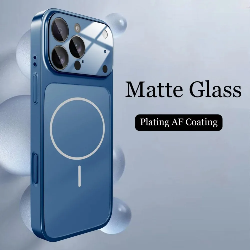 Originele Glas Nano Matte Case Voor iPhone 17 Air 16 15 14 13 Pro Max 17 Pro Magnetische Voor Magsafe Draadloos Opladen Armor Funda - afbeelding 1