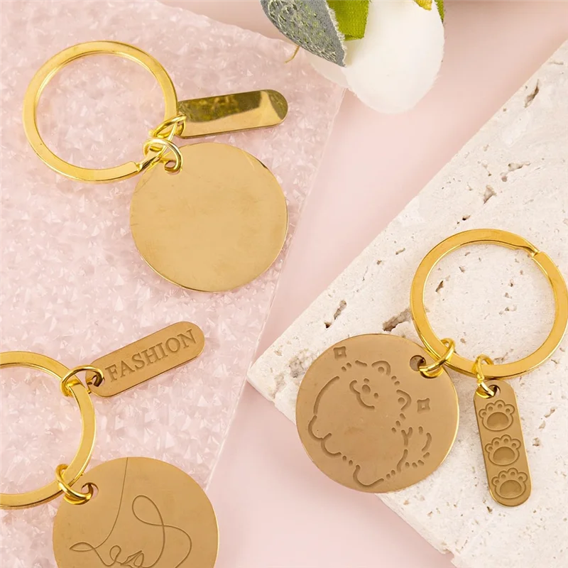 AA94-30 Pcs Engravable Metal Keychain Blanks Engraving Keychain Blanks Metal Stamping Blanks Jewelry For DIY Crafts