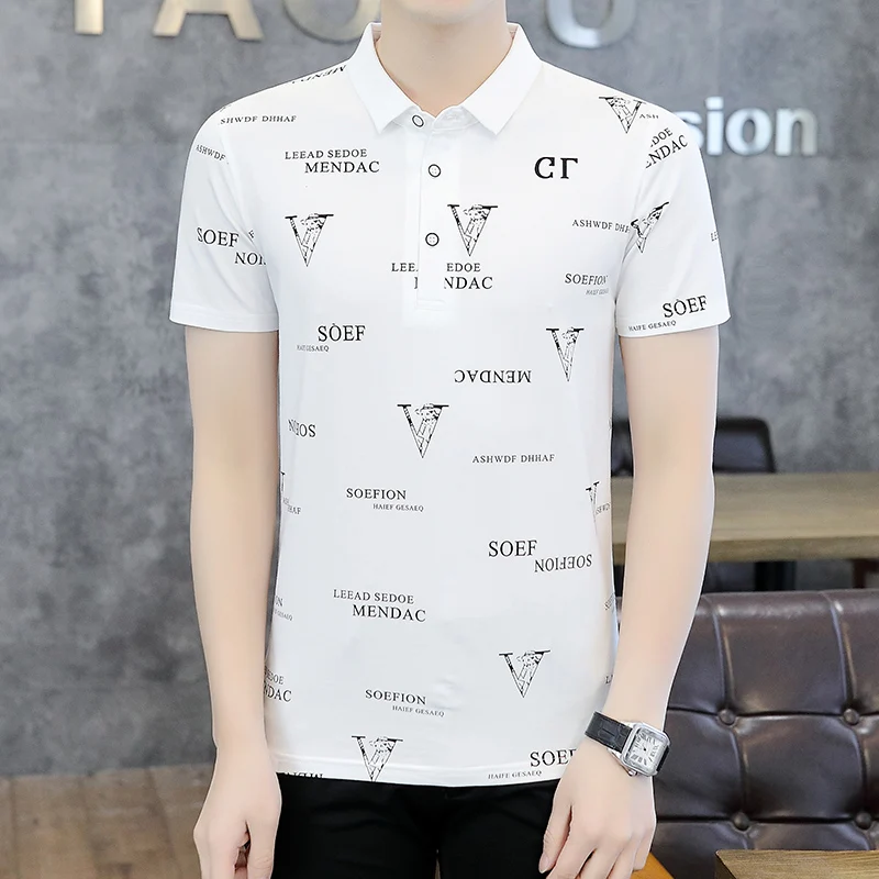 

2024 Spring and Summer New Men's Lapel Short-sleeved Cotton T-shirt Casual and Comfortable Men's Short-sleeved Plain T-shirt