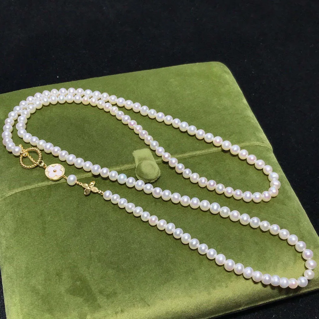 

Новое ожерелье из натурального японского белого жемчуга AAAA 6-7 мм, 18 дюймов, простой стиль, универсальное.