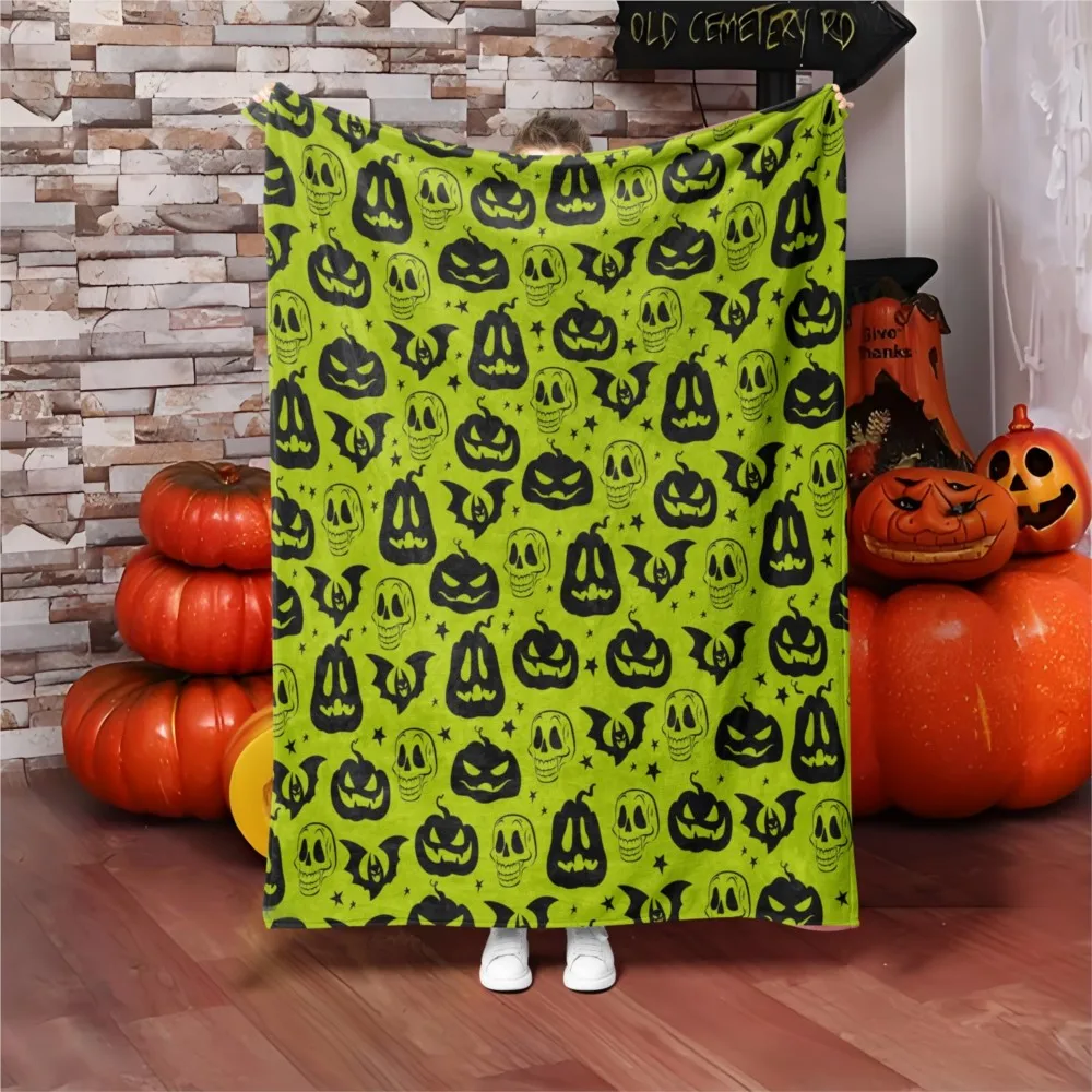 1PC Halloween theme New design Pumpkin Skull Bats Throw Blanket All Saints Day Gifts for Couch Bed Car Camping all season use