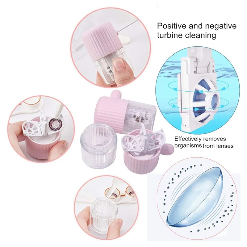 PORK-Contact Lens Cleaner Machine Withdrawstring Fordaily Care Fast Cleaning Soft Blue
