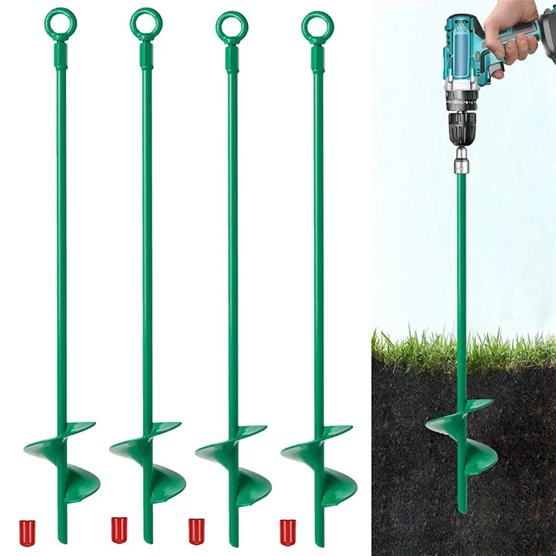 KEKA 18in Ground Anchors Kit,Helix Earth Ground Anchor,Heavy Duty Shed Anchor Hook for Camping Tent,Canopies,Swing Sets,4Pcs