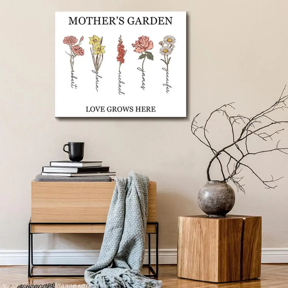 Thoughtful Mom Gift Mother’s Day Flower Canvas Wall Art Decorative Poster Gift for Mom Grandma Birthday Present for Wife