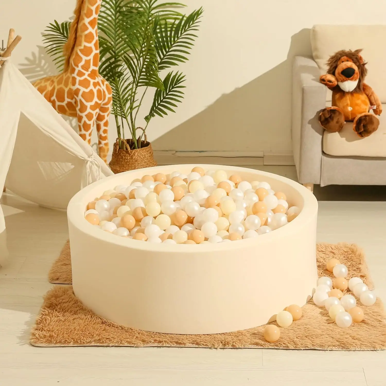 Bola pit bolas 100 bolas de jogo 2.75 Polegada milktea bege pérola branco, bolas de plástico para jogar tenda cercadinho decoração de festa