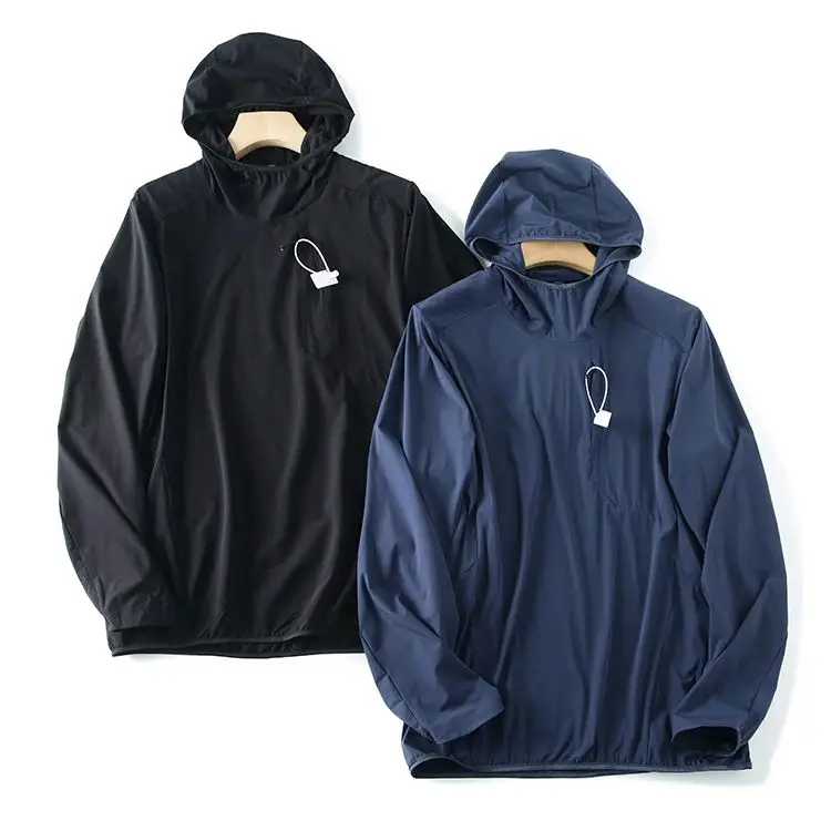 

Spring New Lightweight Elastic Hoodie Outdoor Qui Dry Four Directional High Elastici Breathable Men's Jaet Stand Fit