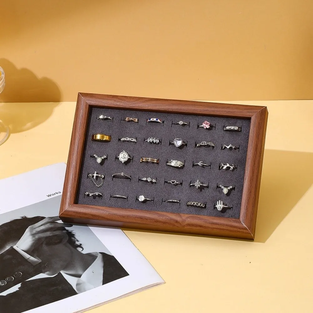 30 Slot Fashion Jewelry Trays Large Capacity Stackable Rings Display Tray Velvet Space Saving Finger Ring Storage Rack Show Case