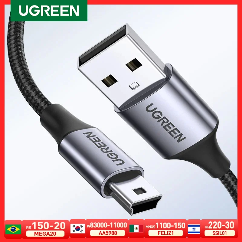 Ugreen mini usb cabo mini usb para usb rápido carregador de dados cabo para mp3 mp4 player carro dvr gps digital câmera hdd mini usb