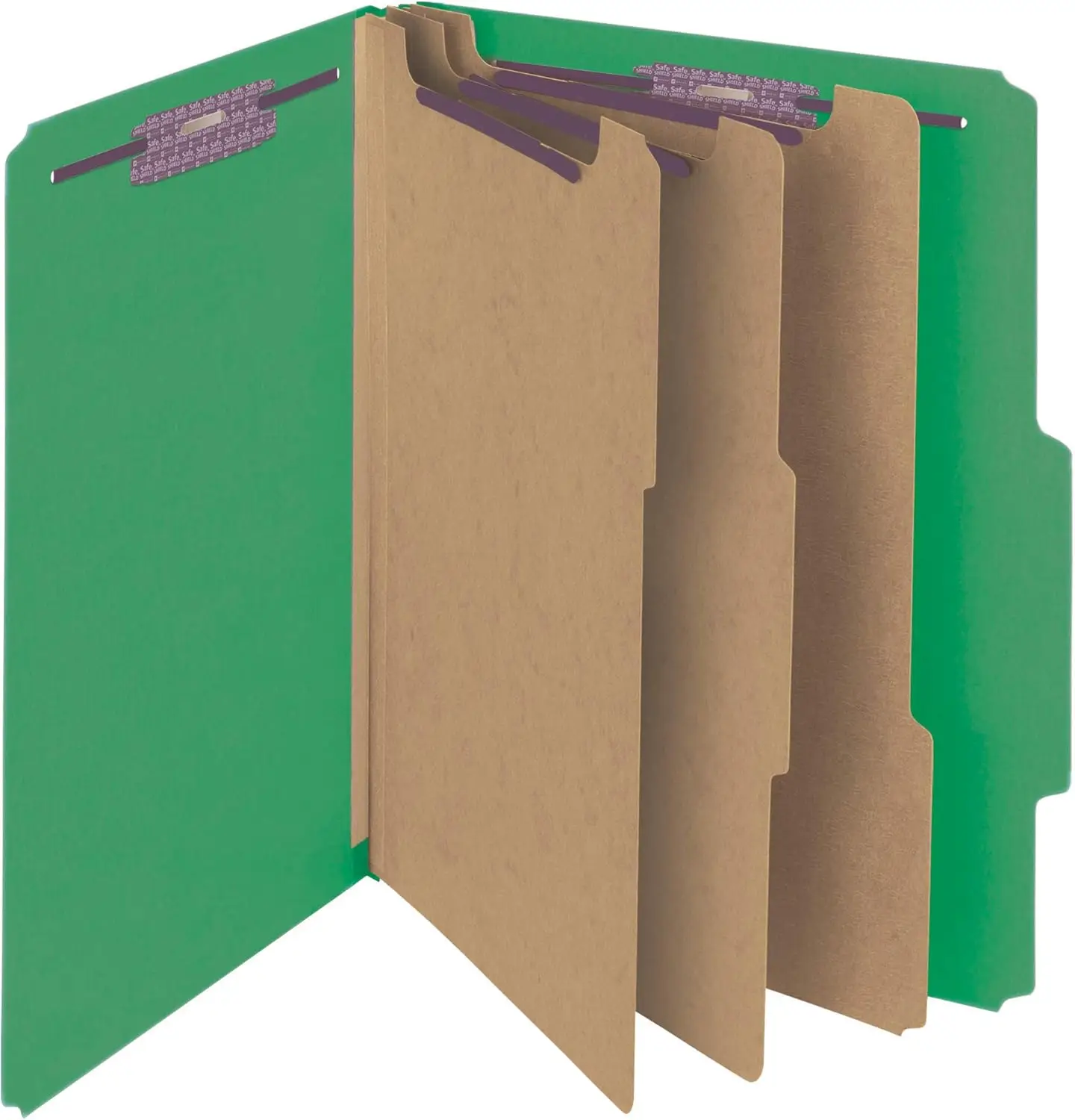 

Letter Size Classification File Folder, 3 Dividers, 3" Expansion, Green, 10 Pack
