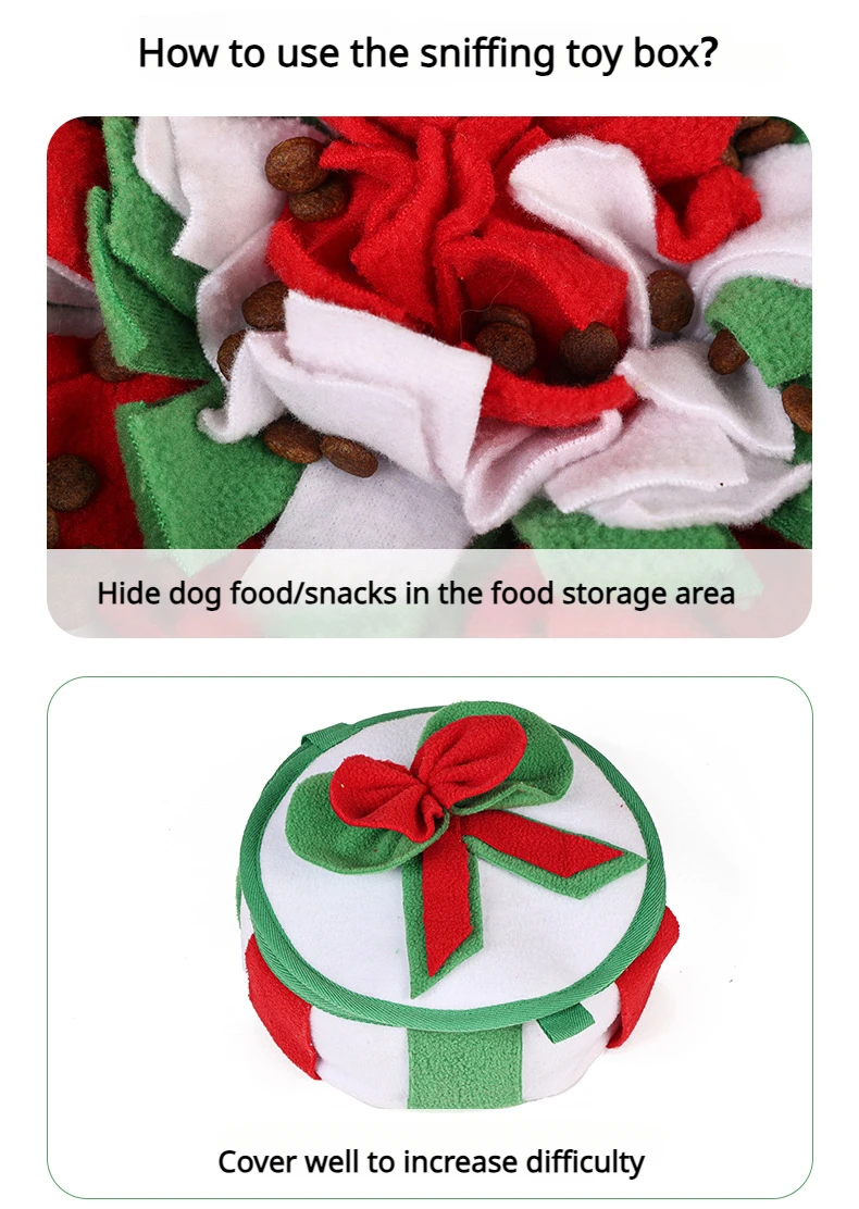 Soft fleece dog snuffle box toy with hidden pockets and non-slip base, Coozy Paw USA3