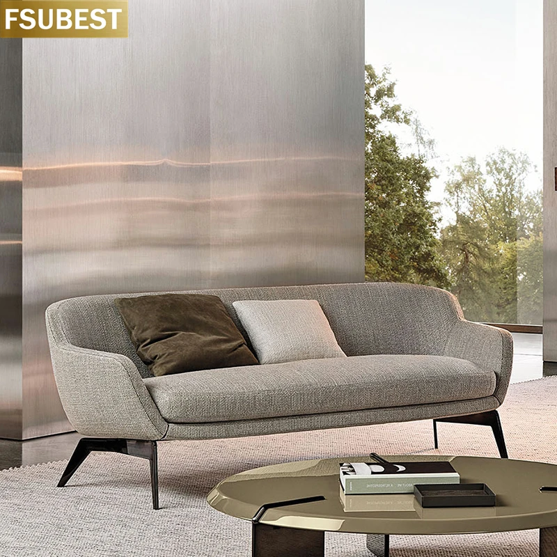 FSUBEST Italian Designer Belt Double Seaat Sofa Couch Canape Divano Mueble Salon Muebles De Salon Corner Furniture Living Room