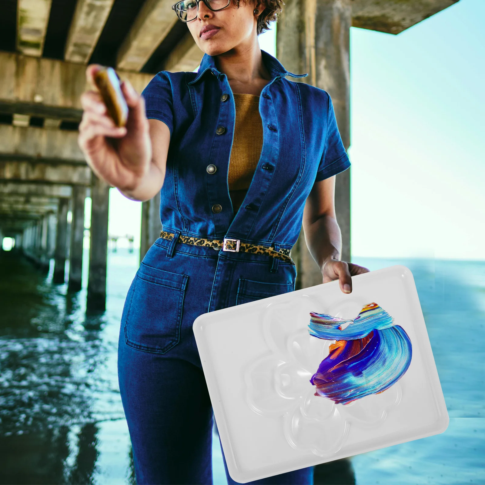 

Watercolor Paint Palette Flexible Color Mixing Tray Lightweight Practical Palette for Oil Painting DIY Craft Use