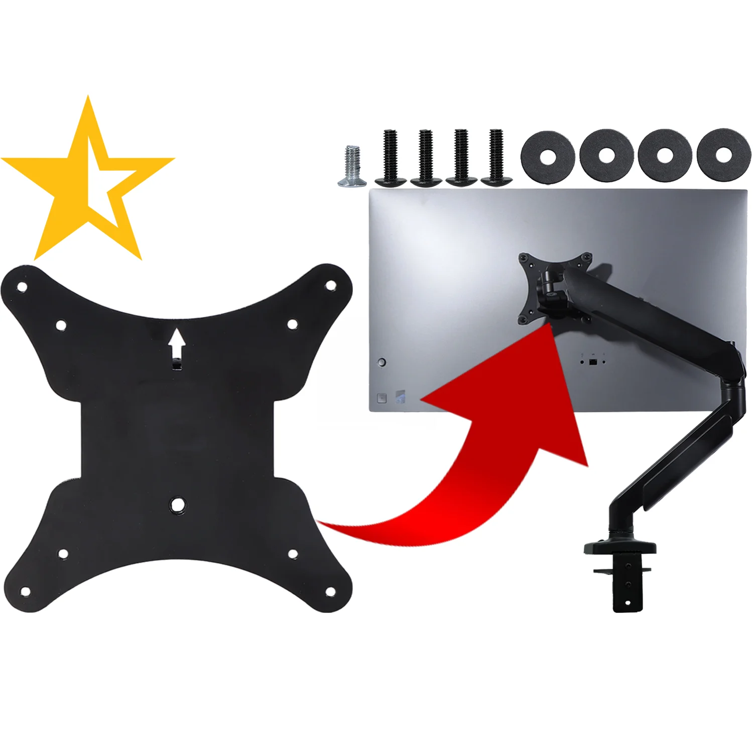 VESA Wall Mount Adapter for HP 27-cs1055t 32-c0000t 32-c0077ng 32-c0275ng Monitor Bracket Mounts to 75*75 & 100*100 Stand