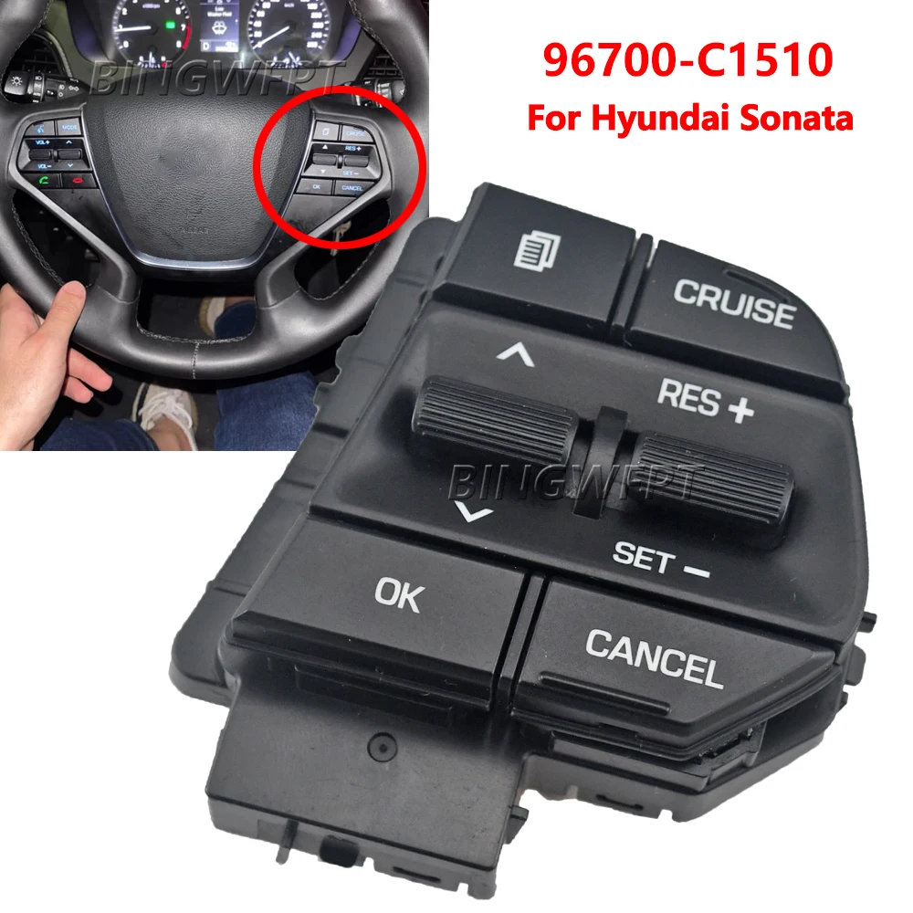 Car Black Right Steering Wheel Cruise Control Switch Accessories For Hyundai Sonata 2.0 2016 For Hyundai Sonata 2.4 2015 - 2017