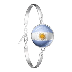 Argentine,Uruguayan,Ecuadorian,Croatian,Tunisia,South Korea Football Pattern National Flag Glass Cabochon Bracelet Souvenir Gift