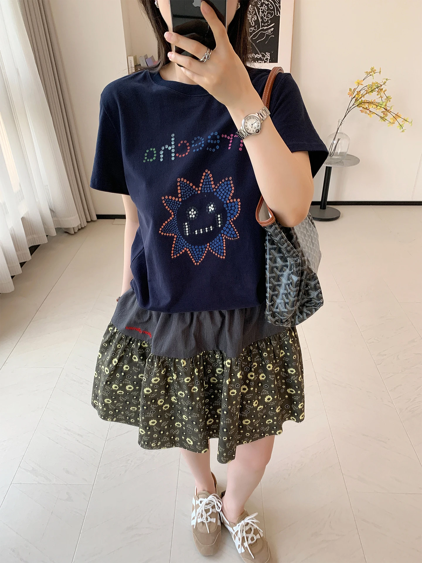 

Chang Ru Nan Summer Capsule Series Floral Patchwork A-Line Skirt Women's Cake Skirt New 26 Style Casual Cotton Gored Skirt