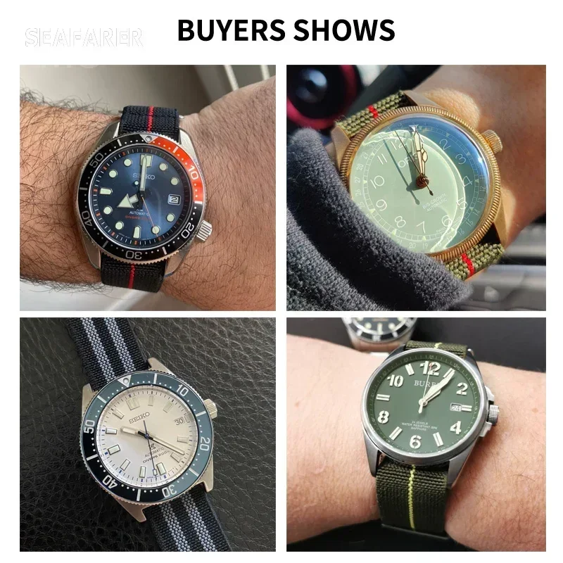 60s French Parachute Elastic Skin Friendly Nylon Watch Strap for Seiko Water Ghost Tudor Omega Rolex Series Strap 18 20 22mm