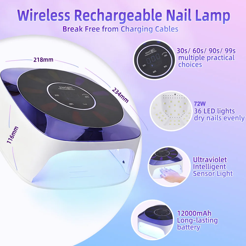 Große Raum UV LED Nagel Lampe Wiederaufladbare Nagel Trockner Mit Smart Sensor Professionelle UV Lampe Für Nägel Maniküre Pediküre Lampe