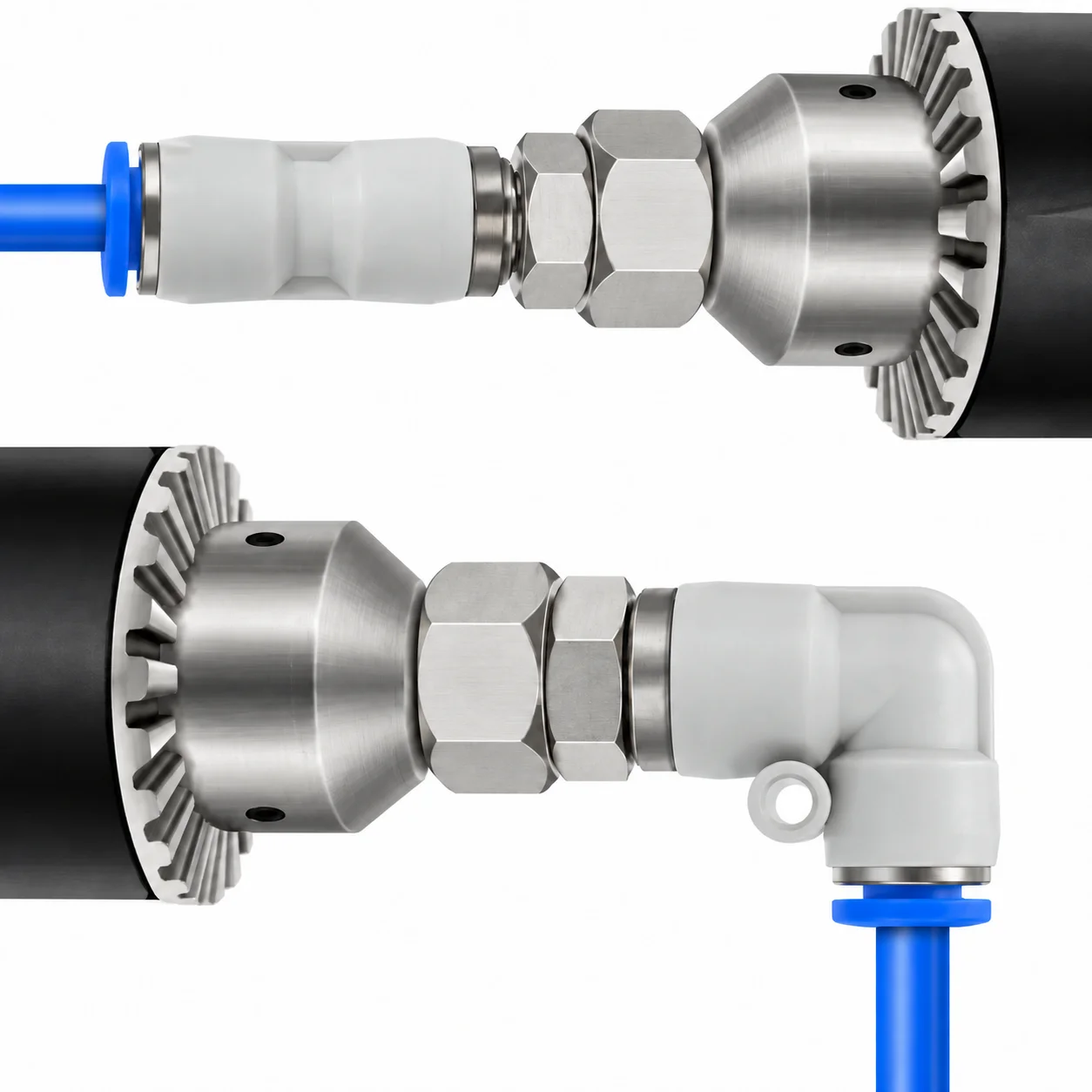 NRC NRL Rotary Pneumatic Fitting 360 Degree Straight Elbow Push In Male Thread Connector 4 6 8 10 12mm Air Tube 2000rpm 1 Piece