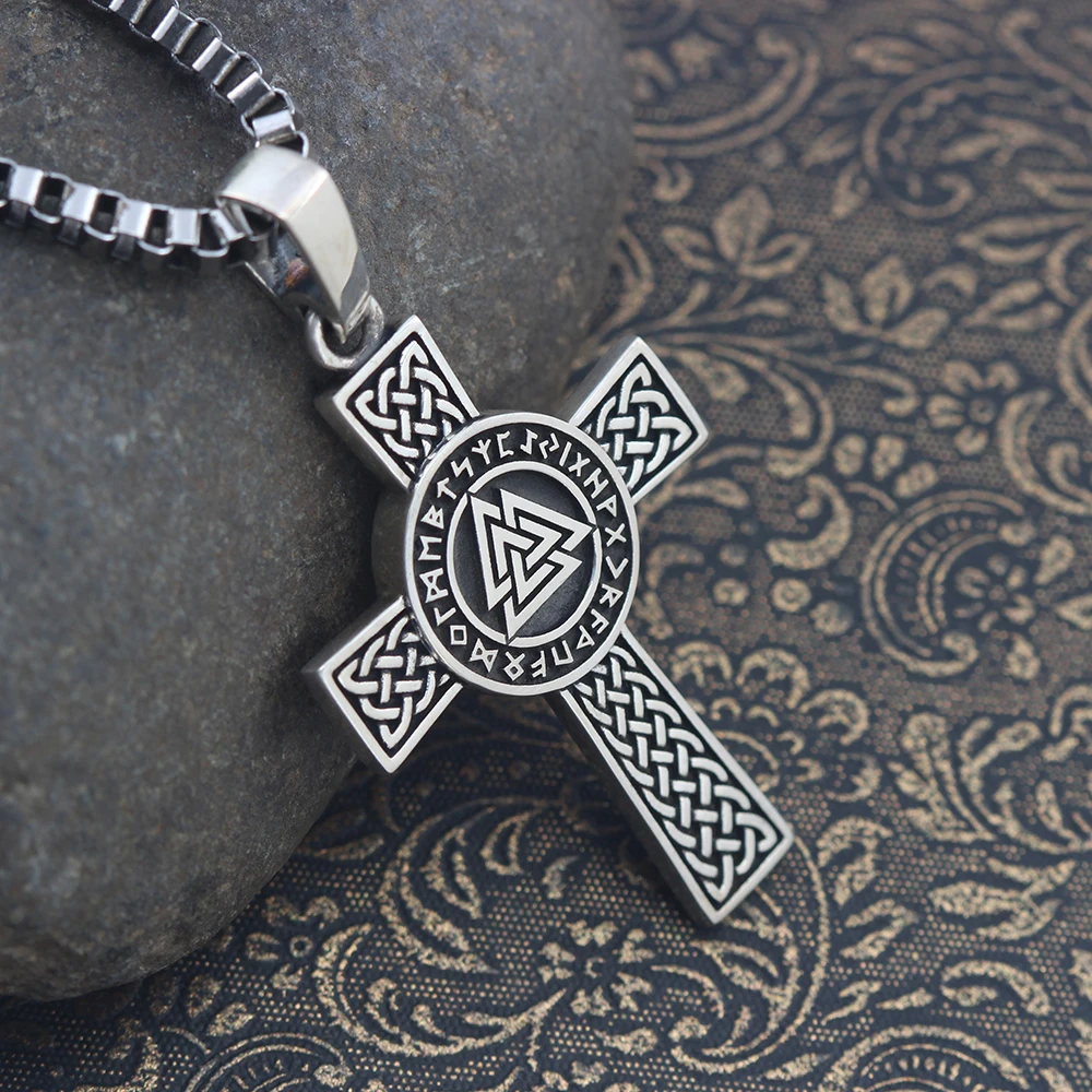 Antique Viking Triangle Double Axe Cross With Sterling Silver Pendant On Both Sides For men Or Women