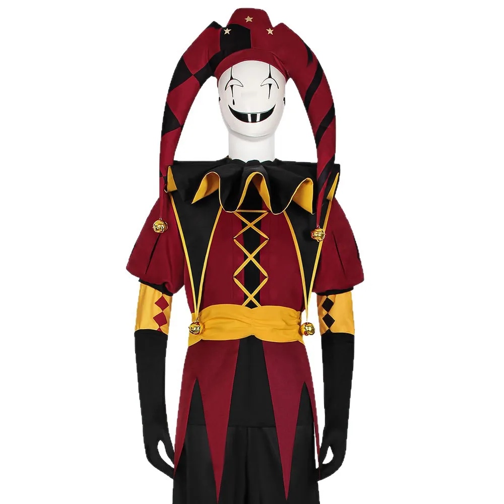 De Freak Circus Pierrot Harle Cosplay Outfit Kostuums Spel Clown Schoenen Uniformen Halloween Eng Rollenspel Kleding Expo Masker Hoed - afbeelding 2