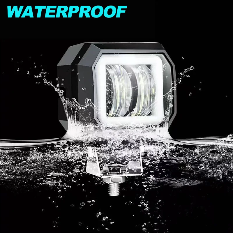 

3 Inch 7D Lens LED Fog Lamp Square Car Headlight Halo For Jeeps ATV SUV Combo LED Light Driving Lights motorcycle Accessories