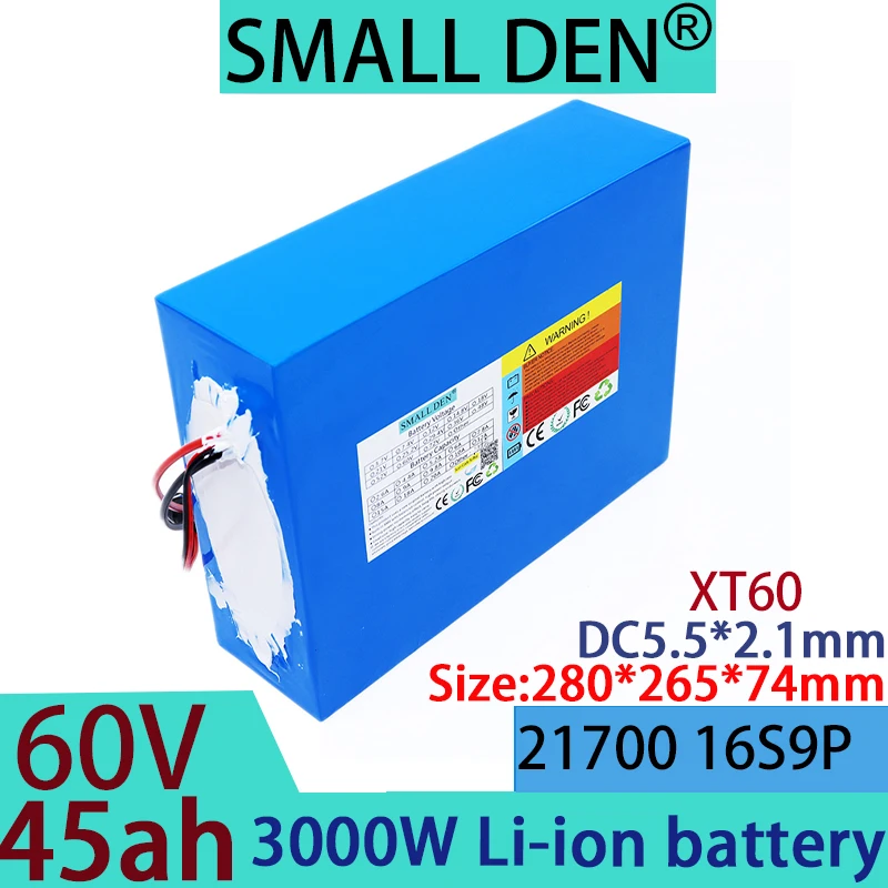 60V 45Ah 21700 16S9P lithium-ion battery pack 3000W electric tool battery off-road vehicle motorcycle,with +67.2V 2A3A5A charger