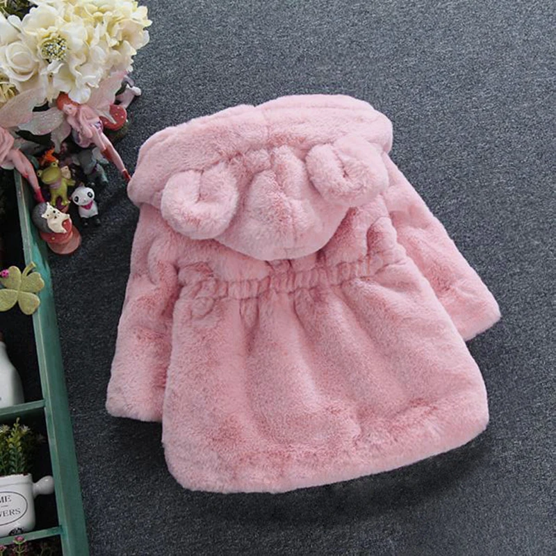 3-12 years Winter Plush Imitation Fur Girls Jacket Cow Pattern Thick Keep Warm Hooded Coat For Kids Children Outdoor Outerwear