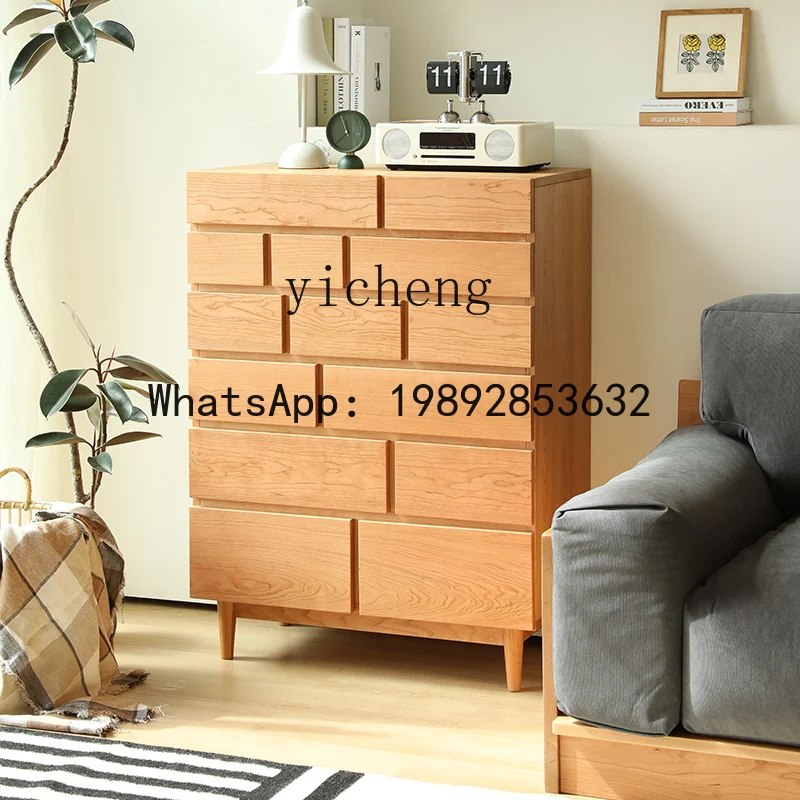 Nordic Japanese Style All Solid Wood Bedroom Modern Simple Sofa Storage Drawer Cabinet