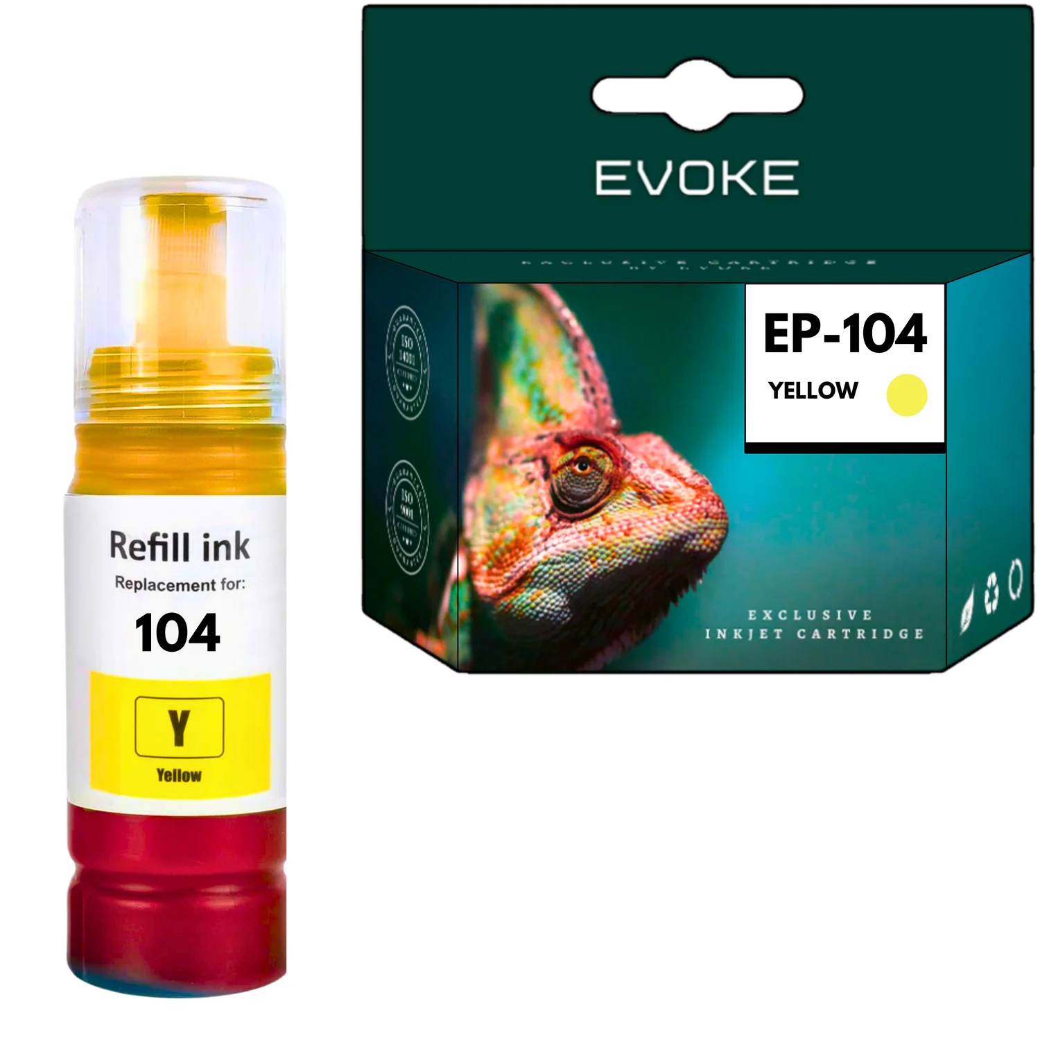 Evoke Compatibele Inkt voor Epson 104 T104 C13T00P440 Geel 70 ml 8070 Stron Ecotank Et-1810 2710 2711 2712 2714 2715 2720 2721 2726 2810 2811 2812 2814 2815 2820 2821 2825 2826 4700 4800
