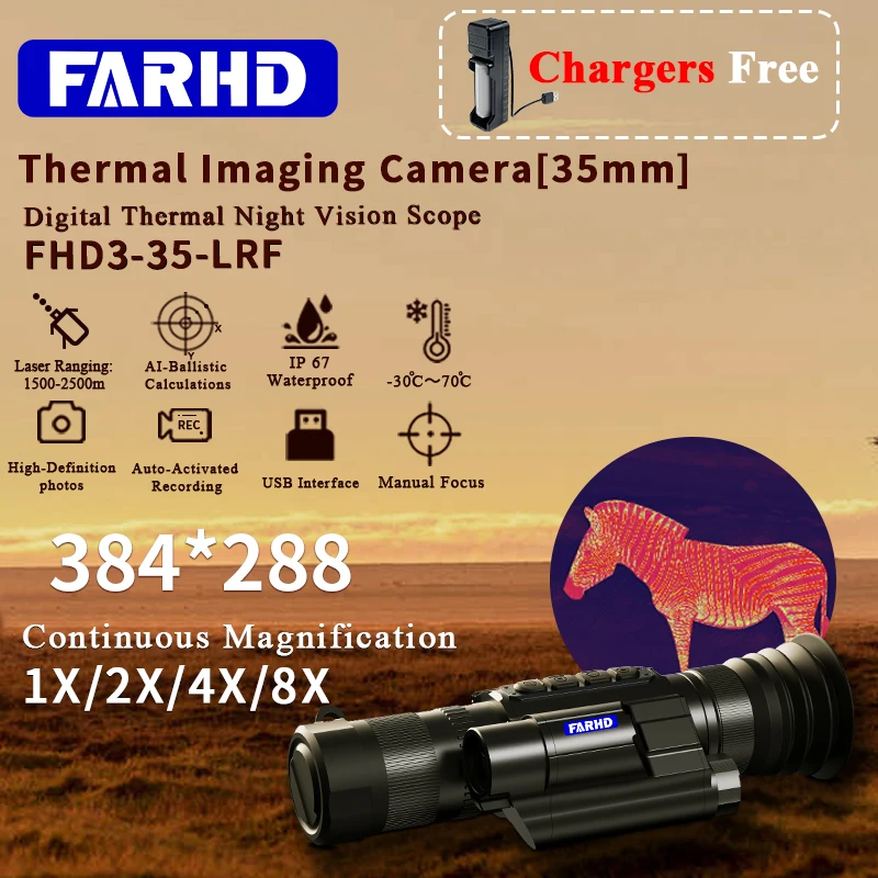 

FHD-3-35-LRF Special Offer 384*288 IP67 Waterproof Laser Ranging 35mm Objective Lens Night Vision Thermal Imaging Scope