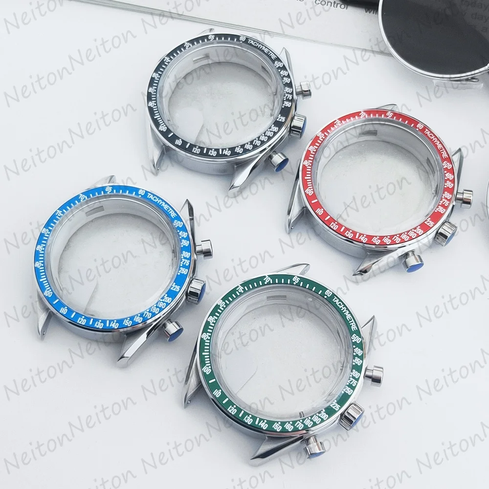 

Корпус часов 40 мм VK63, серебристый, с сине-зелено-черной серебристой вставкой и стеклом с покрытием, для кварцевого хронографа VK63, стальной браслет