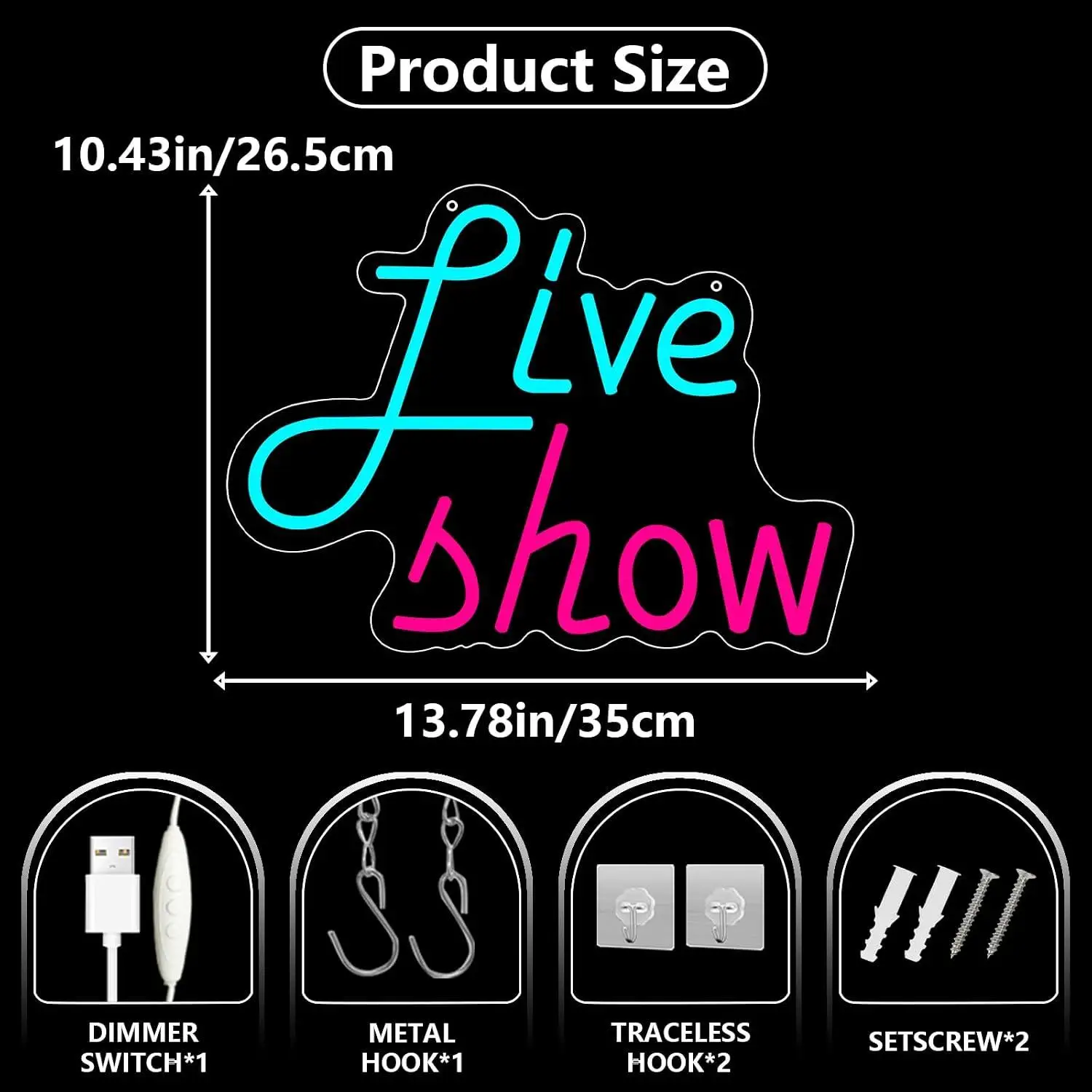 Live Show Neon Sign USB Dimmable LED Lights For Live Stream Studio Game Room Bedroom Wall Art Decor Night Light Creative Gifts